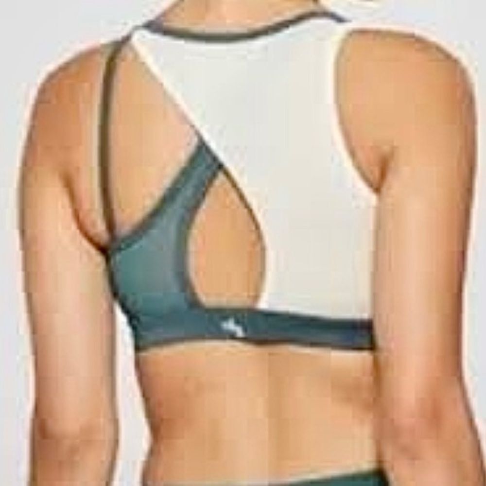 Joy Lab Green & Off-white Sports‎ Bra S